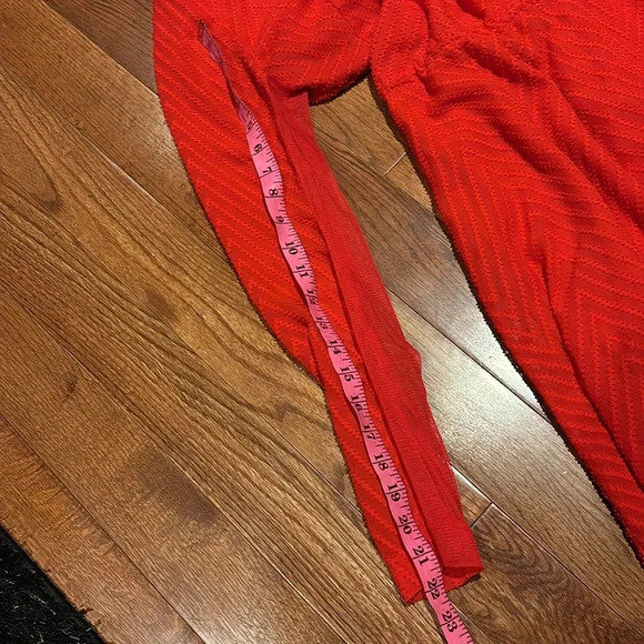 H&M Long Maci knotted sheer Red Wrap V neck Dress Sz 12 - Picture 13 of 16